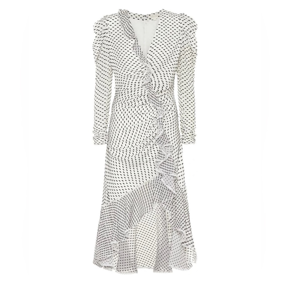 NEW Jonathan Simkhai Ruffles Silk Midi Dress